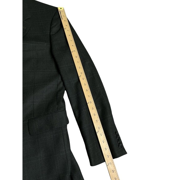 Jos A Bank Blazer Mens 43L Gray Plaid Wool Sport Coat - Picture 10 of 12